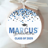Blue and grey graduation stickers – printed confetti design on matte paper