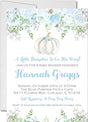 blue pumpkin baby shower invitations floral autumn watercolor design