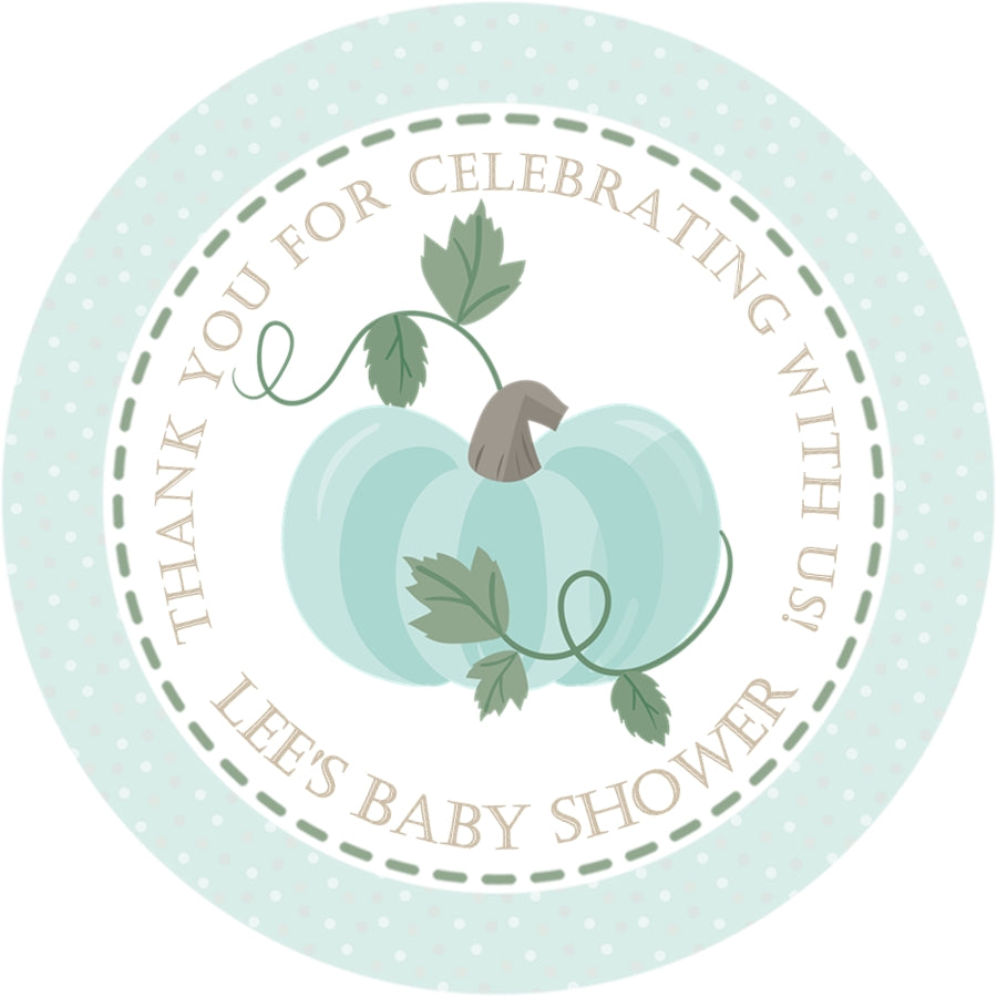 Neutral Pumpkin Baby Shower Stickers – Polka Dot Fall Favor Labels