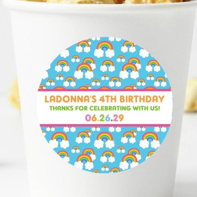 blue rainbow cloud birthday sticker
