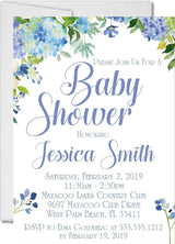 blue rose baby shower invitations botanical greenery theme