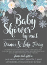 blue snowflake baby shower by mail invitations winter greenery design