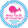 blue whale classroom valentine sticker