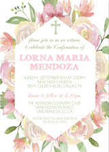 blush floral religious invitations flower wreath design