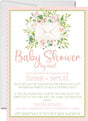 blush pink greenery baby shower invitations with matching address labels