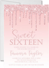 blush pink sweet 16 invitation cards glamorous celebration style
