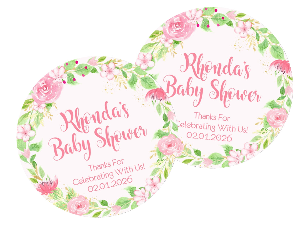 blush rose baby shower favor label
