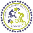 bmx birthday sticker with rider silhouettes and star accents