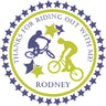 bmx birthday sticker with rider silhouettes and star accents