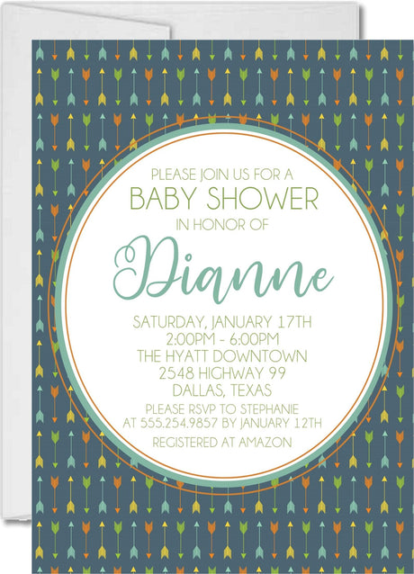 boho arrow baby shower invitations geometric tribal theme