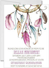 boho baby shower invitations pink dreamcatcher design