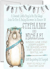 boho beaver baby shower invitations rustic tribal greenery design