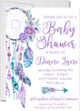 boho dreamcatcher baby shower invitations purple tribal design