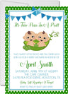 boys blue cute twin invitation cards playful storybook style