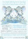 boys blue twin elephant baby shower invitations