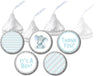 Blue elephant safari baby shower candy stickers on Hershey’s Kisses