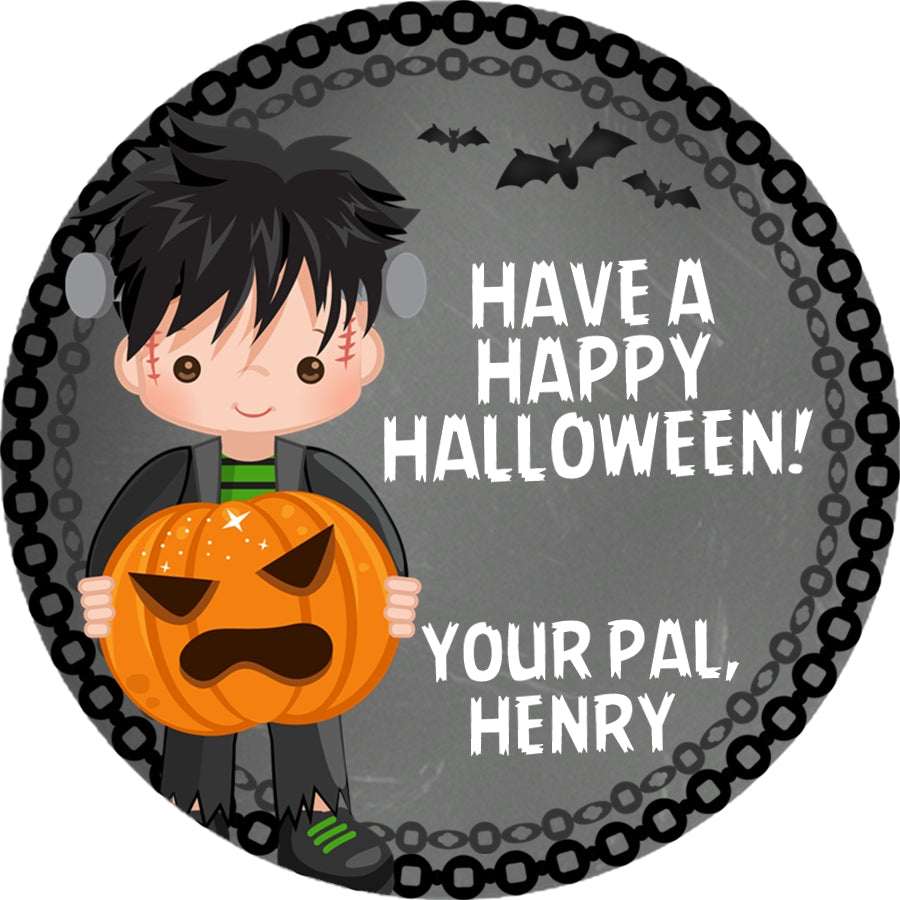 boys halloween pumpkin costume favor sticker
