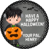 boys halloween pumpkin costume favor sticker