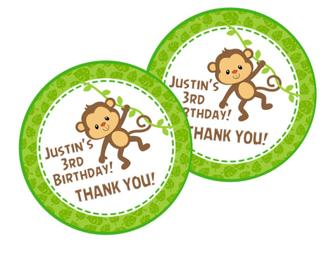 boys monkey birthday sticker