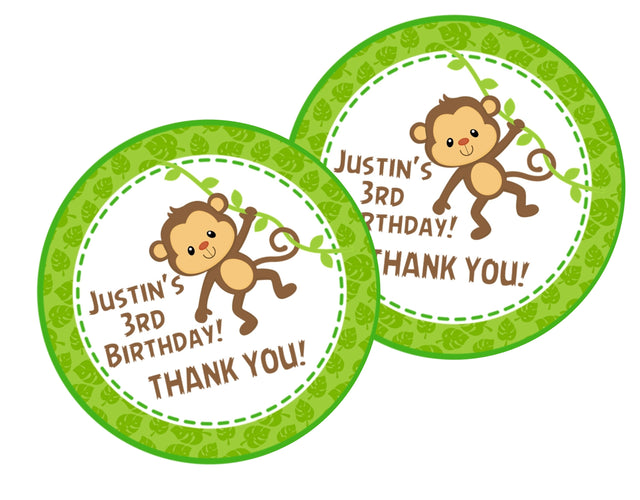 boys monkey birthday sticker
