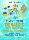 boys pool party birthday invitations