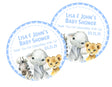 boys safari baby shower stickers with elephant zebra lion cub