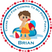 boys summer party favor sticker with pool and beach balls