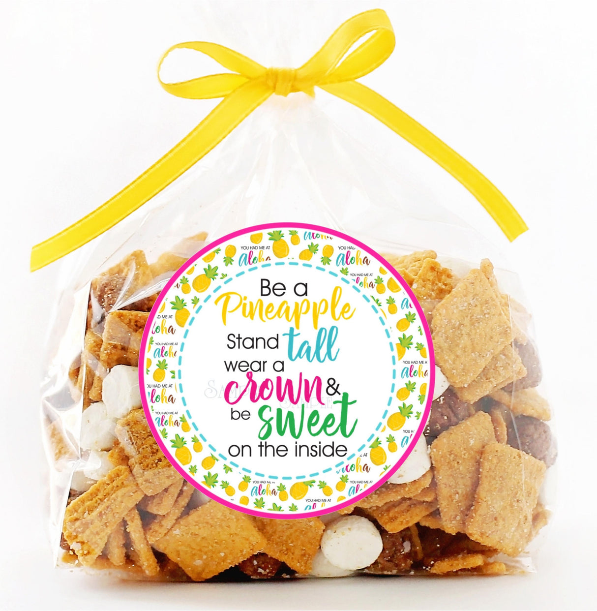 bright fruit border luau themed sticker