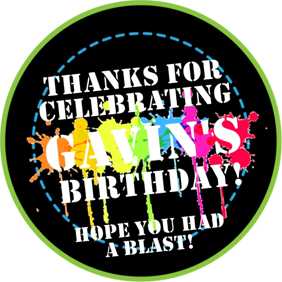 bright paint splash birthday labels