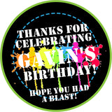 bright paint splash birthday labels