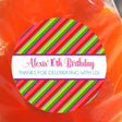 bright rainbow striped birthday sticker