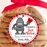 bright red robot valentine sticker holding red heart