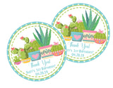 bright succulent party favor label