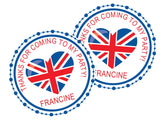 british flag heart party favor label