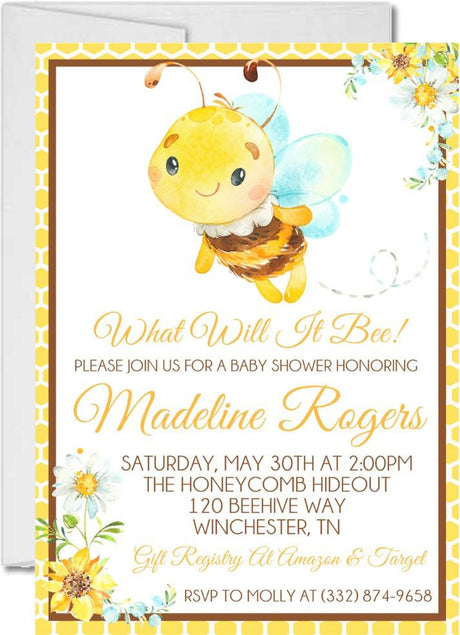 bumble bee baby shower invitations yellow sunflower theme