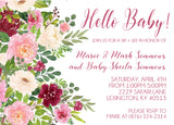 burgundy floral invitation cards elegant baby welcome style