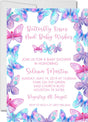 butterfly baby shower invitations pink purple watercolor design