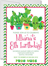 cactus birthday party invitations colorful desert design