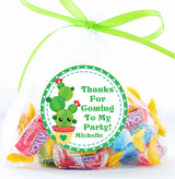 cactus party sticker with child’s name