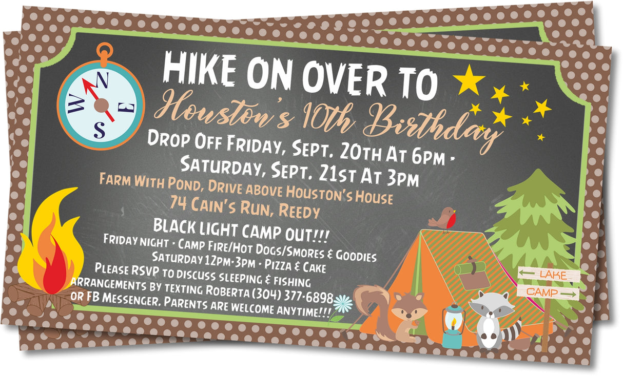 Camping Birthday Party Invitations