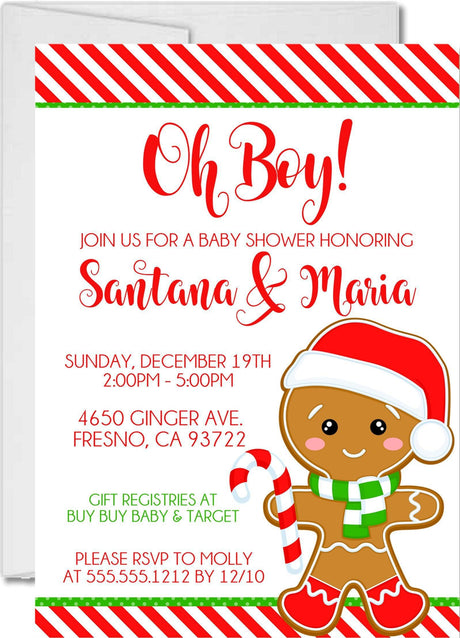candy cane baby shower invitation cards festive winter style
