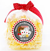 casino card theme party sticker with personalized name