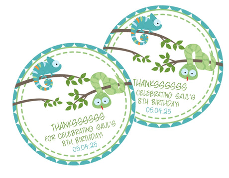 chameleon and snake reptile birthday sticker