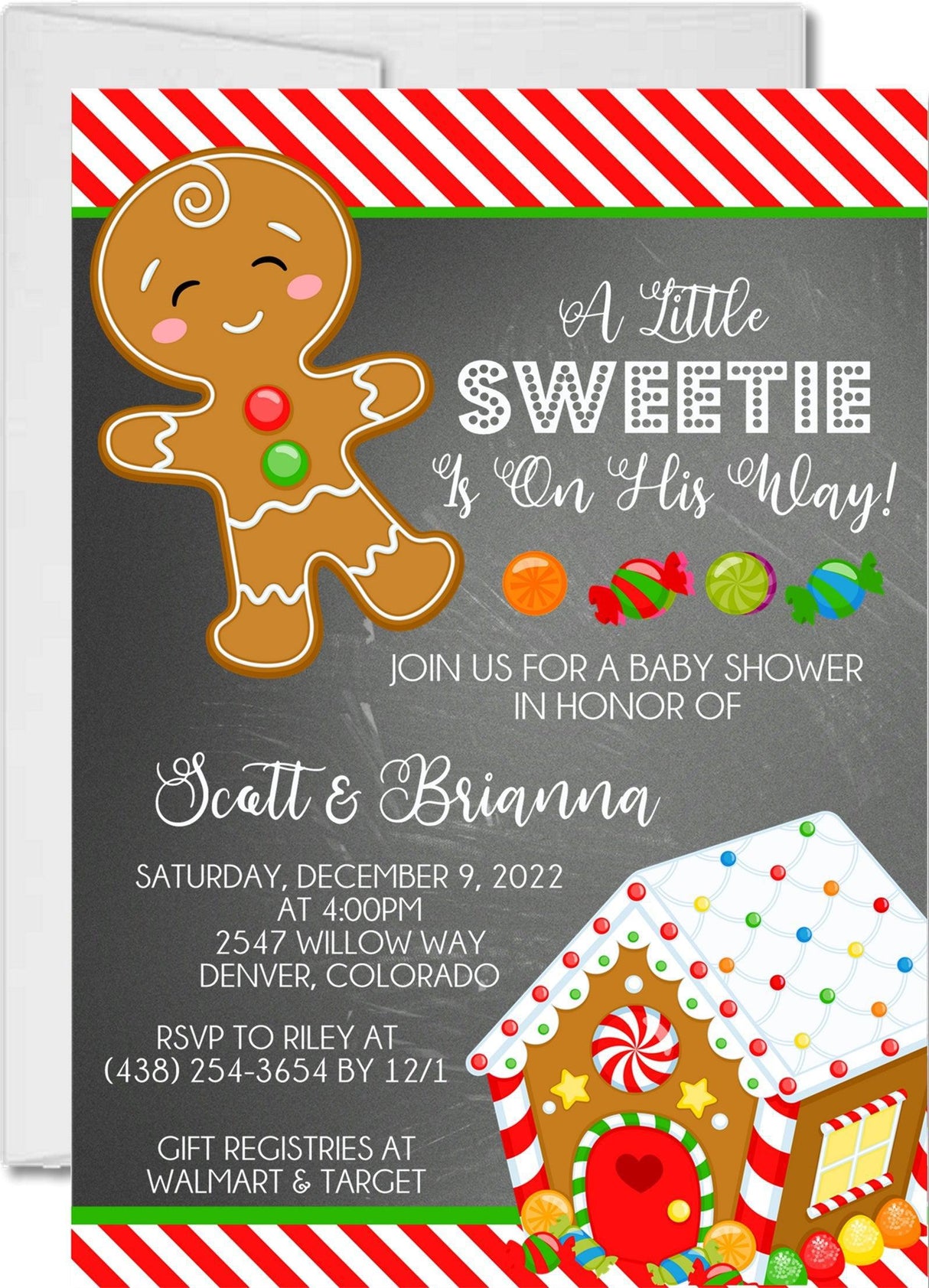 christmas baby shower invitations gingerbread cookie theme