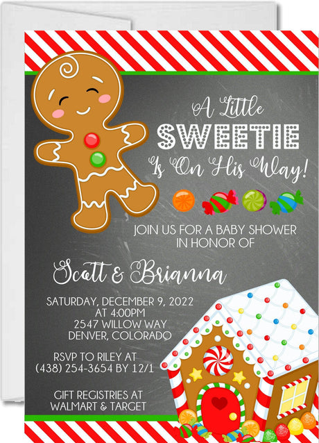 christmas baby shower invitations gingerbread cookie theme