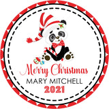christmas panda baby shower favor sticker