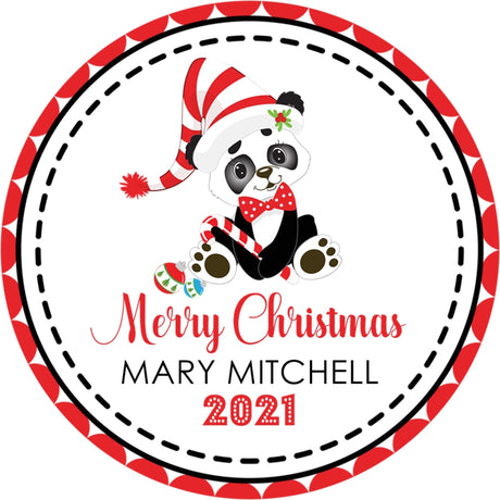 christmas panda baby shower favor sticker