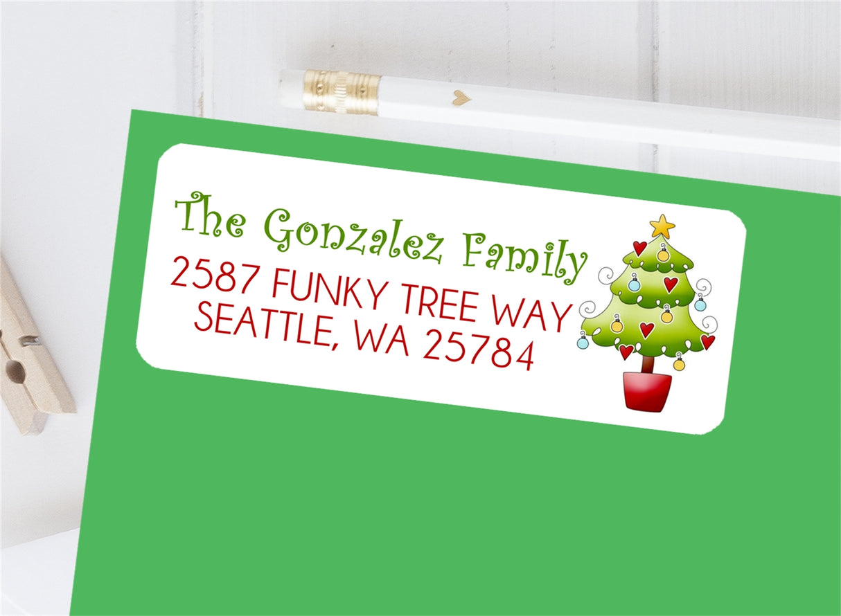 christmas tree address labels personalized holiday return labels