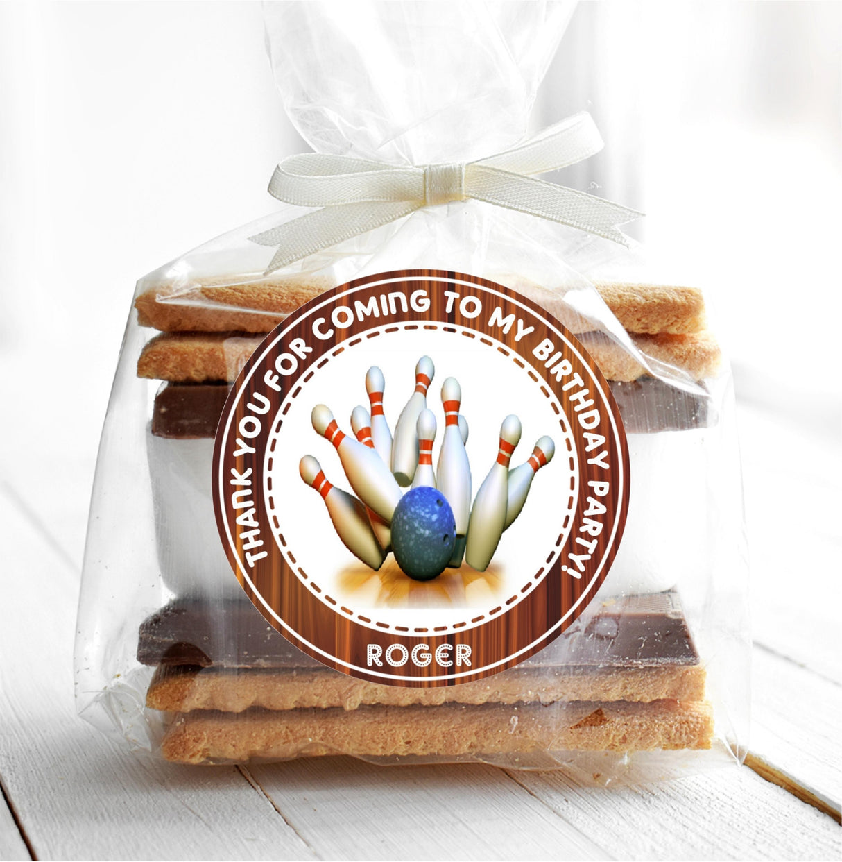 classic bowling pins wood background sticker