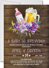 coed brewery baby shower invitation cards wood style